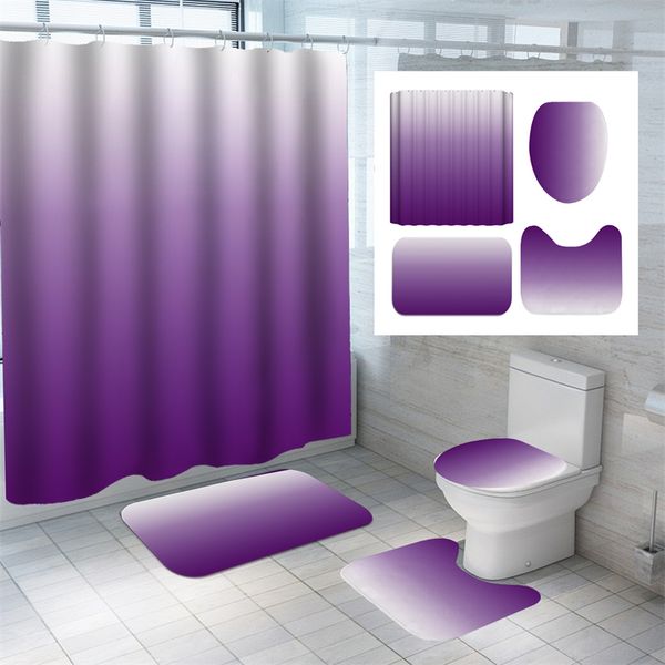 Solid Color Bath Curtain Gradient Series Bath tapete Conjunto de tape