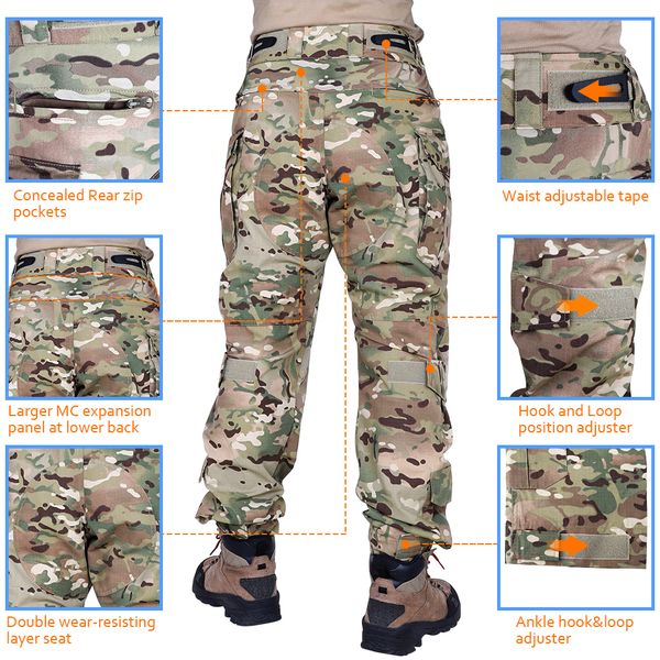 Pantaloni da combattimento Krydex G3 per la caccia aironici in stile tattico di battaglia tattico Assalto BDU Uniforme con ginocchiere