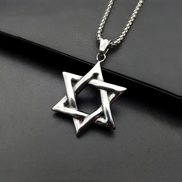 Anhänger Halsketten Star von David Israel Kette Halskette Frauen Edelstahl Judaica Silber Farbe Jüdische Männer Schmuckpendant263q