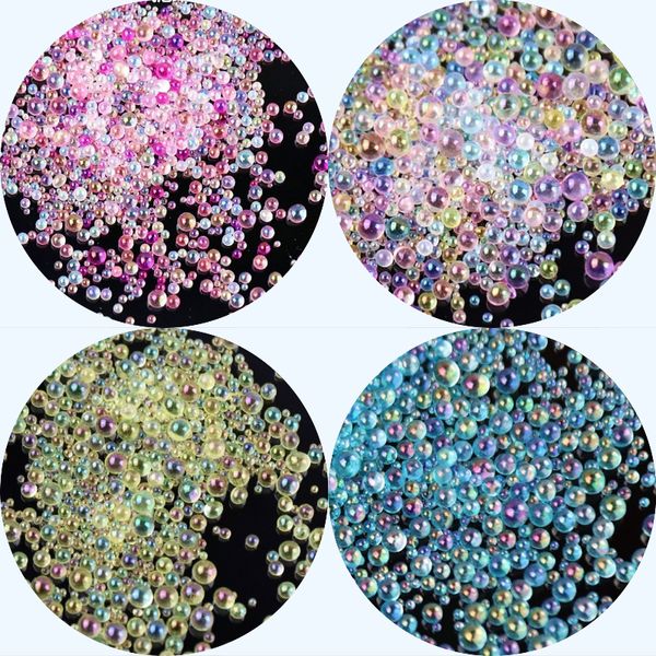 50G Mini Bubble Ball Ball Beads нижние красочные розовые хрустальные стеклянные бусины для DIY -ультрафиолетовой смолы начинка 3D декорации ногтей