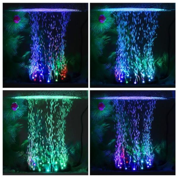 Aquário subaquático LED Light Air Bubble Stone colorido para lâmpada redonda do tanque de peixes