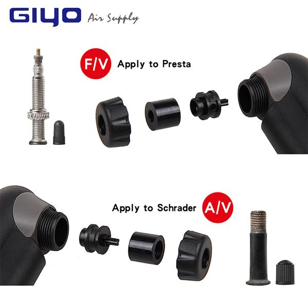 Giyo AV/FV -Ventilradpumpe -Adapter MTB Road Bicycle Pumpe mit Messgeräte -MINI -Radspumpe Presta Schrader Reifenfahrradluftenteilung