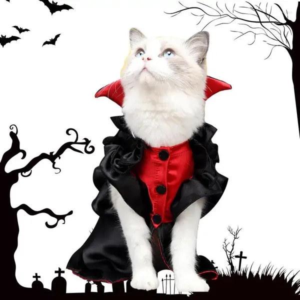 Costumi per gatti Halloween Cape Pet Cloth Accessori divertenti Abbigliamento per feste di vampiro carino per il compleanno di gioco di ruolo