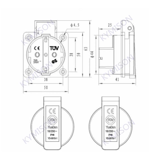 Germania Waterproof Industrial Socket Ac Power Socket German Industrial Plug Electrical With