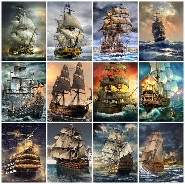 EVERSHINE Diamond Painting Ship Nuovi arrivi Diamond Moasic Mare Paesaggio Croce Croce Kit Kit Arte Hobby Home Decor