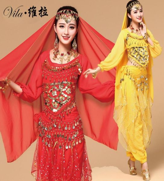 9pcs Belly Dance Kostüm Bauch Triba Zigeuner Indianer Kleid Bauchtanz Kleidung Bauchtanz Bollywood Tanz Kostüme8371419