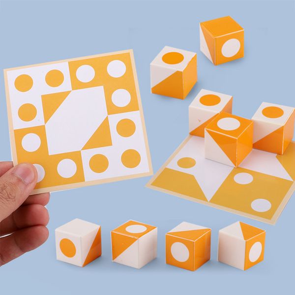 3d Montessori Geometry Jigsaw Cube Toy Phinking Logical Pensiero Abbinamento di giochi per feste in famiglia per bambini giocattolo educativo