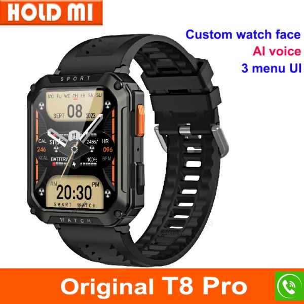 Uhren New T8 Pro Smart Watch 2,01 -Zoll Bluetooth Call Sports Fitness Tracker Herzmonitor Männer Outdoor Smartwatch für Android iOS