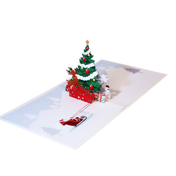 1/2/5pcs 3d Weihnachtsbaum -Hirsch -Pop -up -Karten Hochzeit Einladungen Begrüßungskarten Kinder Geschenkkarte Dankekarten Postkarten