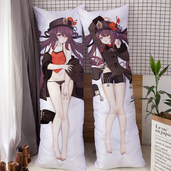 Genshin Impact Dakimakura Hutao Cosplay Prophase Game de Anime Abraçando travesseiros corpora