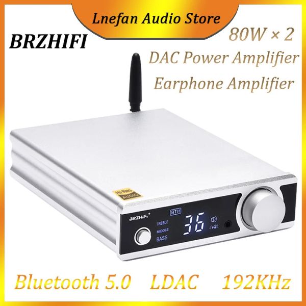 Amplificatore BRZHIFI Audio Amplificatore MA12070 80W*2 DAC USB ES9018K2M Bluetooth 5.0 QCC5125 APTXHD LDAC Amplificatore di potenza Hifi Amplificatore