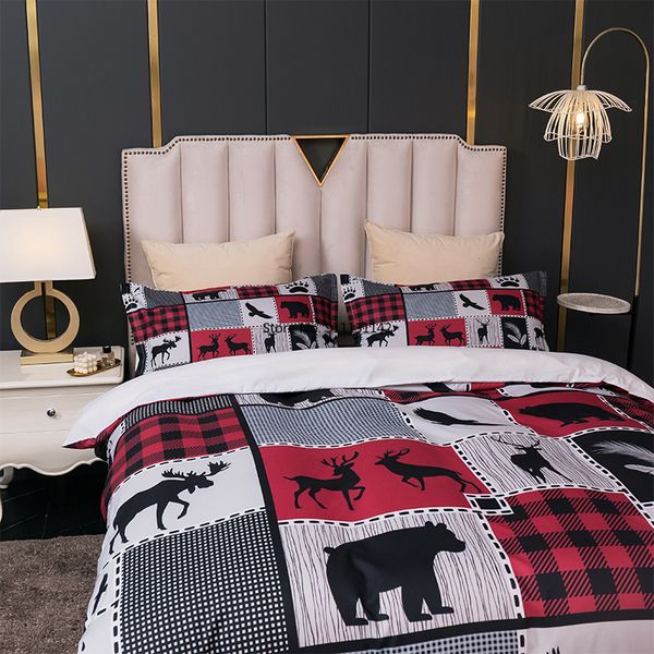 Set di biancheria da letto per letti a quadri a quadri alla moda set di cervi da orso 3d motivi per animali da copertina federa decorazione camera da letto