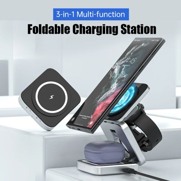 Chargers Caricatore wireless per Samsung Caring Station 3 in 1 Fast Charger Pad Station per Samsung Galaxy Watch 6 Buds2 Pro S23