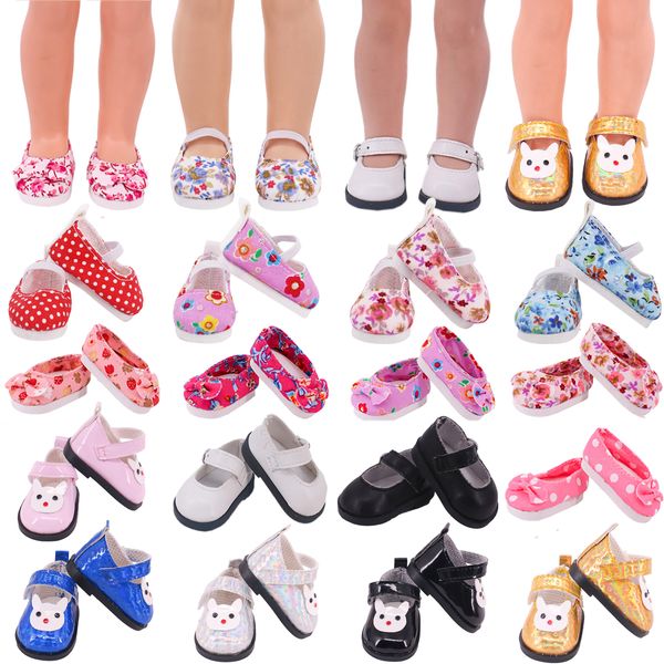 Sapatos fofos de 5 cm de boneca paola reina wellie desejando sapatos floralpu para 14,5 polegadas DollexOblyThe Doll Acessories Girl Diy Toys