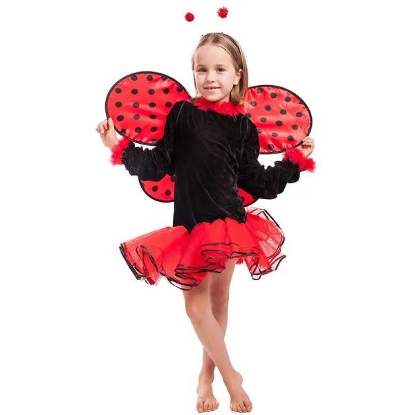 Girls coccinella cosplay abiti tutu con ali staccabili bambini di halloween animali costume carnival pasquo