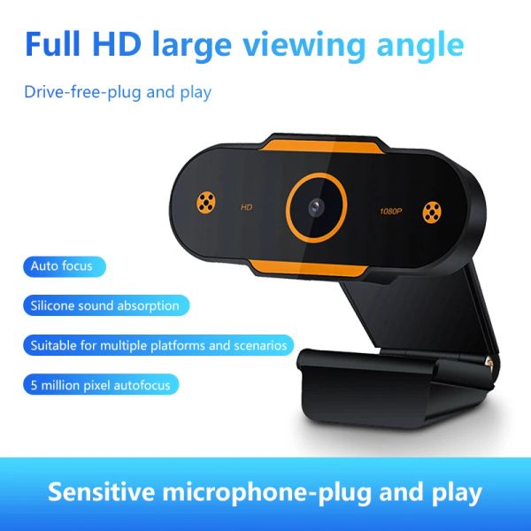 WebCams 2.0 1080p WebCam Focusta automatico Microfono cam per la camme di web per PC Desktop 480p/720p/2K Webcam 5 milioni di pixel