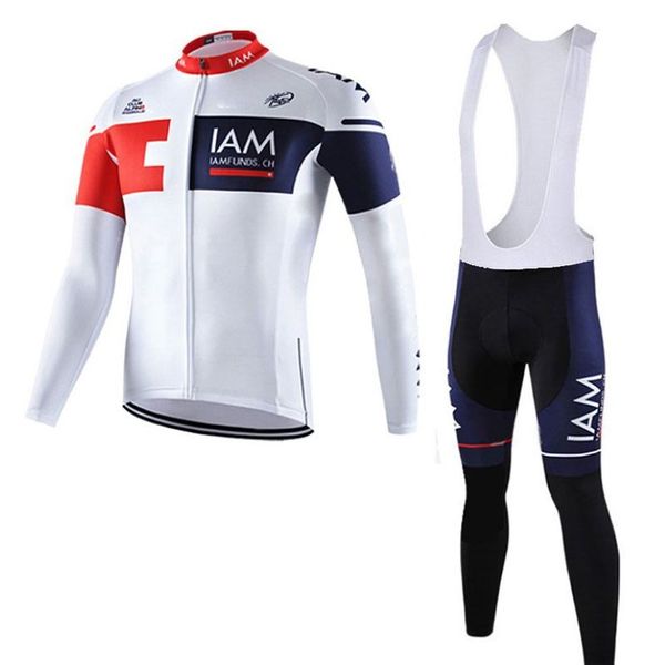 IAM Equipe de ciclismo de mangas compridas Jersey Bib Pants Sets