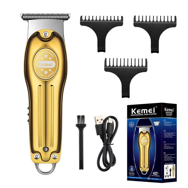 Trimmers Kemei Km679 Mini LCD Light Carving Scissors Haar Clipper Elektrische Haar Trimmermaschine 0mm USB -Frisee Haarschneidemaschine