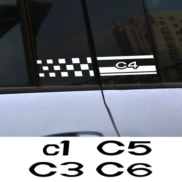 2pcs Auto-Türverkleidung Vinyl-Aufkleber B Säule Aufkleber Rennstyling-Dekor-Autozubehör für Citroen C4 C1 C5 C3 C6 C-TELYSEE VTS