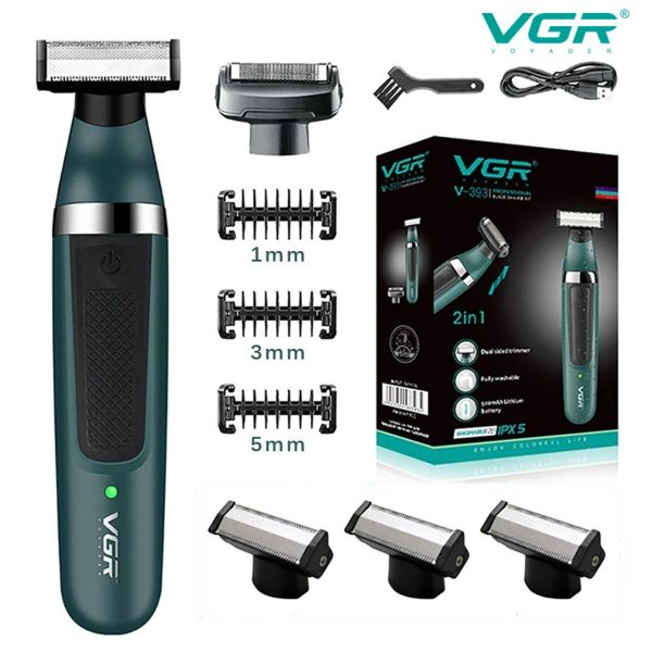 Shavers VGr barba barba barba barba barba barba barba de cabelo impermeável Máquina de corte de cabelo duplo lâminas de barbear para homens v393