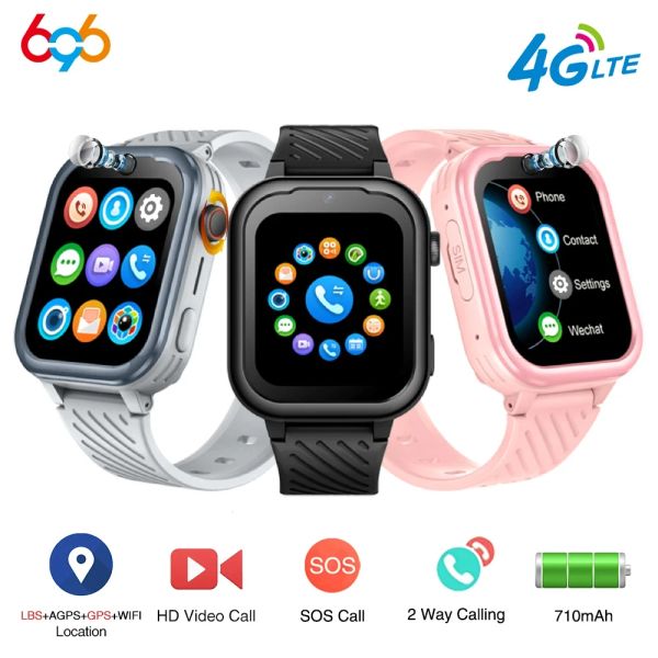 Bileklikler GPS AGPS LBS WiFi Konumu Akıllı İzleme GEÇİŞİ GİBİ HD VİDEO VIDEA ÇAĞRI Su geçirmez 4G SIM KARTLAR SMARTWATCH HEDİYELERİ SOS 710MAH