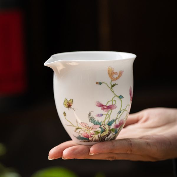 200ml beyaz yeşim porselen çay sürahi mısır haşhaş sanat seramik adalet kupası çay üreticisi chahai kamu dağıtıcı kupası kung fu tearewear
