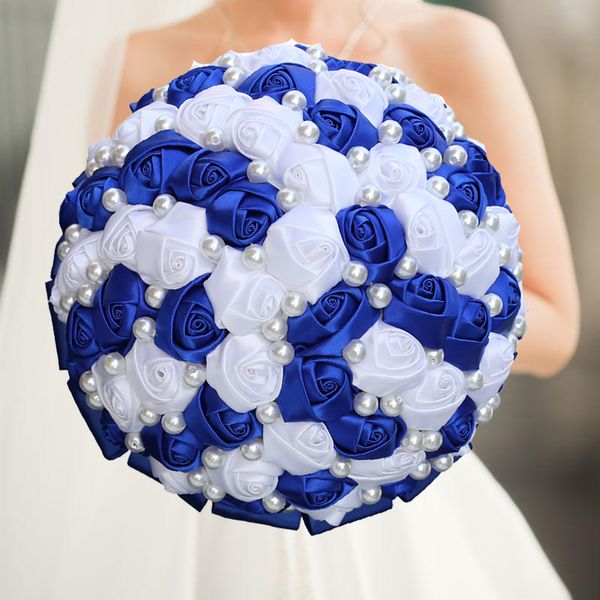 1pc/Los Royal Blue Diamond Crystal Ehe Hochzeitsstrauß Rosenbraut Bouquet