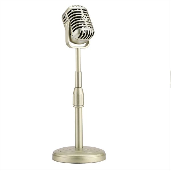 Microfones clássicos de microfone vocal retro clássico vintage Mic Universal Stand para performance ao vivo Karaoke Studio Record Gold Gold