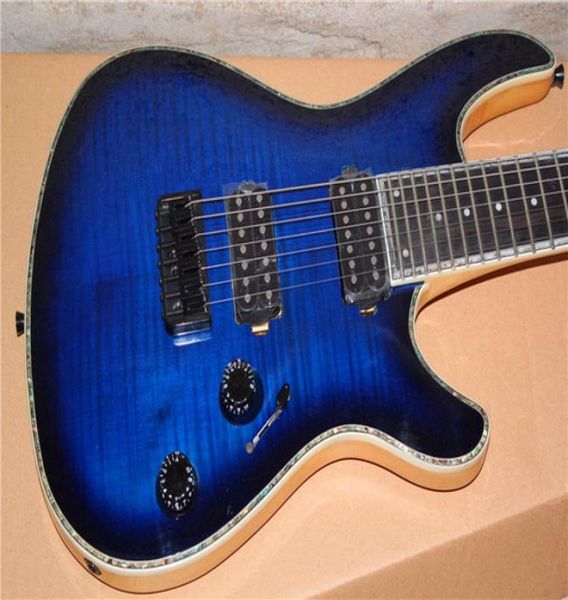 7 Strings Tiger Flame Maple colarborrubody guitarra azul marinho com um braço de ébano Binding175811