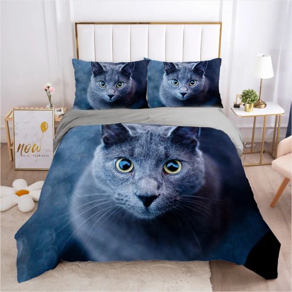 Cats de animais de estimação 3D e conjunto de tampa de cães Conjuntos de cama conjuntos de cama comformers covers de colcha de travesseiro shams rei single single size leito de cama de cama