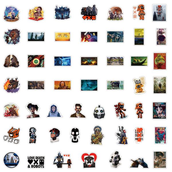 10/30/50pcs programa de TV Love, DeathRobots Stickers para Laptop Travel Case Water Bottle Phone Phone Phones Impermey Vinil Cool Sticks Decals