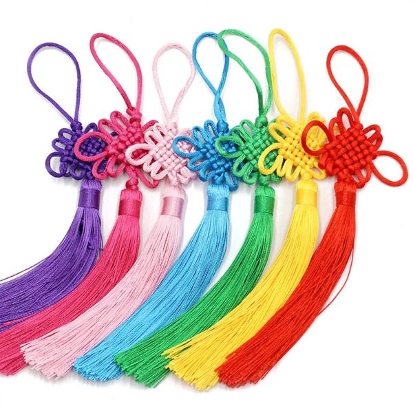 2 pezzi/lotto da 12 cm Multicolore cinese in seta in seta in seta a pennello Telefere di raso Nappette a pendente per artigianato decorativo per la casa fai -da -te