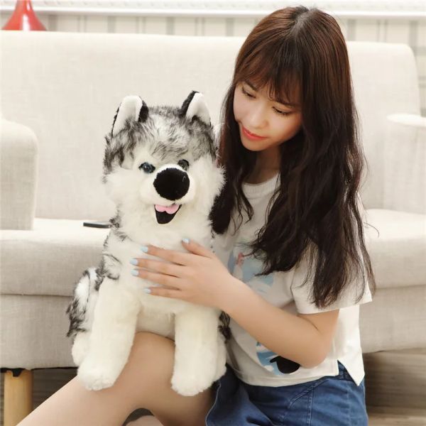 Cane da lupo realistico husky giocattoli ripieni di peluche animali da peluche giocattoli bambini morbidi bambola da pet wolf giocattoli per bambini per ragazze