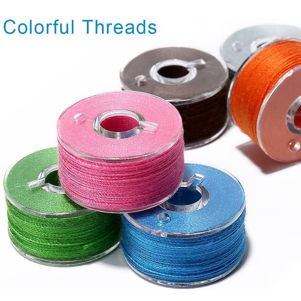 36pcs Bobbins de fios de costura multicoloridos com caixa de armazenamento Bobbins de costura de tamanho padrão para a máquina de costura Diy Borderyer Thread