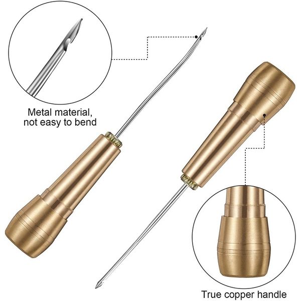 Handalista de cobre Costura Awl Ferramenta de reparo de sapatos de costura de mão para agulhas de couro de lona DIY ferramentas de costura de rosca de couro diy