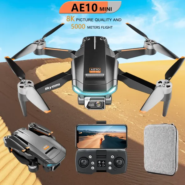 Dronlar AE10 Mini Drone 8K HD ESC Çift Kamera Fırçasız Motor Katlanır Quadcopter Profesyonel Hava Fotoğrafçısı GPS RC Helikopter