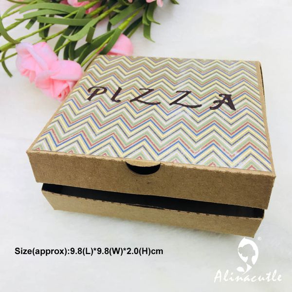 Alinacutle Metal Cutting Dies Cut Pizza Box ALFABET Caixa de presente Scrapbooking Paper Craft Album Card Punch Knife Art Cutter