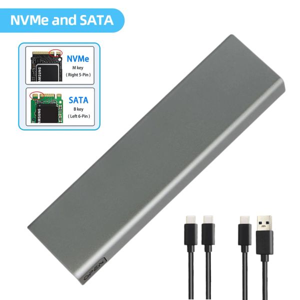 Accendi M.2 NVME NVME SATA Doppia protocollo rigido Custodia NVME Adattatore Typec 2TB 5/10 Gbps USB 3.1 Celaio SSD per 2230/2242/2260/2280