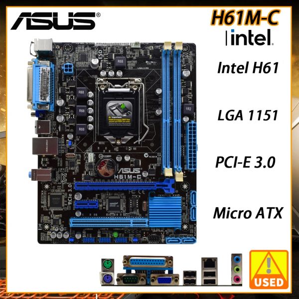 Placas -mãe Asus H61MC placa -mãe LGA 1155 DDR3 Intel H61 16GB USB 2.0 SATA III Micro ATX para núcleo i32130 i53340