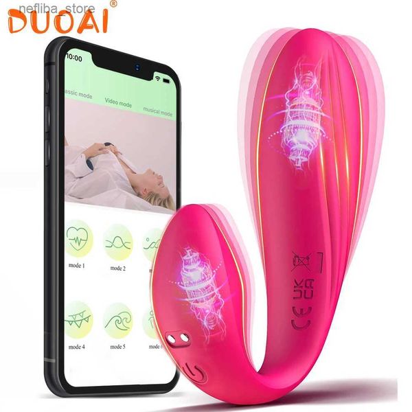 Outros itens de beleza da saúde Brinquedos adultos Bluetooth Dual Dildo Vibrator para mulheres App App Control Remoto Vibrador Vibrador Desgaste de calcinha vibratória Brinquedos adultos para o casal L410