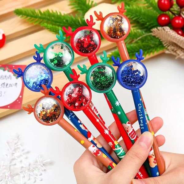 12/60 PCs kreative Weihnachts-Elch-Gel-Stifte INS Girl Herz Weihnachten Briefpapier Cartoon Süßes Signature Wasserbasis Pen 240401