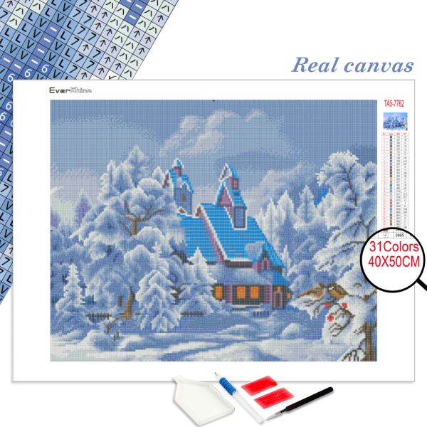 EVERSHINE Diamond Painting House Croce Croce Diamond Ramioncape Kit Mosaico Kit Inverno Arte regalo per hobby Arte da parete