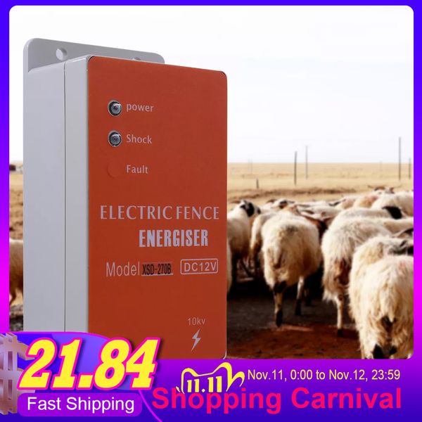 Cerca elétrica solar 5 km 10km 20km de alarmes de alarmes controlador de charler animal ovelha de gado de gado de gado de gado