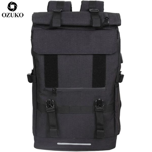 Ozuko 40l de grande capacidade Travel Mackpacks Men Backpack USB Charge Laptop para adolescentes Multifunction Travel Machy School Bag 2112032456