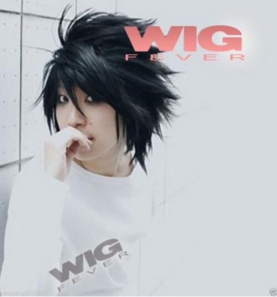 Ölüm Notu L Lawliet Wig Siyah Erkekler Cosplay Kısa Şık Anime Cosplay Saç WIG7897433