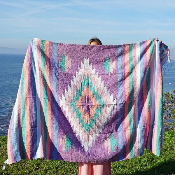 Coperte di spiagge arcobaleno a strisce Tappeti con nappa per letti divano da picnic esterno tappeto tappeto tappeto per viaggi messicani.