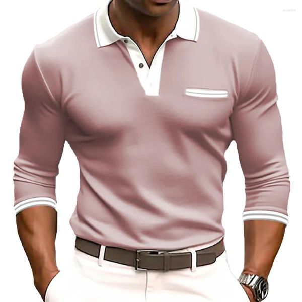 Magliette da uomo comoda camicia alla moda muscolare slim fit sport t -sport t -glusa bouse abbottonate da lavoro a maniche lunghe