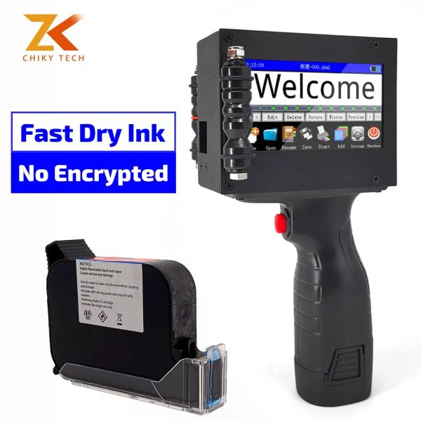 Drucker Chiky ZK1680 verbessertes Handheld -Tintenstrahldruckerpistole jede Oberfläche 16,8 V 600DPI 12,7 mm tragbares intelligentes Logo schnell trocken