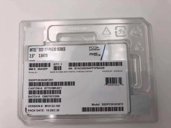 Cartões Intel SSD 3.84TB P5510 Série DC NVME U.2 2,5 
