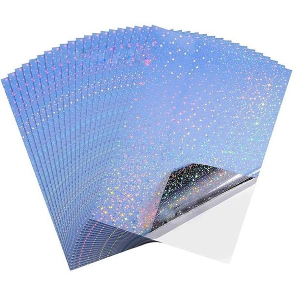 50 Blätter/Pack A4 Laser holographischer Papieraufkleber Vinyl Inkjet Selbstklebend Papier Druckpapier DIY Scrapbook Supplies